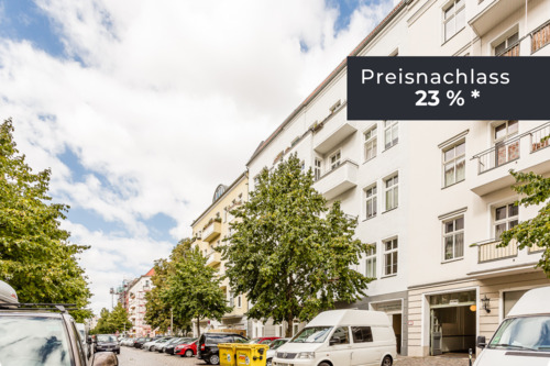 Außenansicht - Preisnachlass sichern: Vermietete 5-Zimmer-Altbauwohnung mit Balkon & Wannenbad nahe Revaler Straße