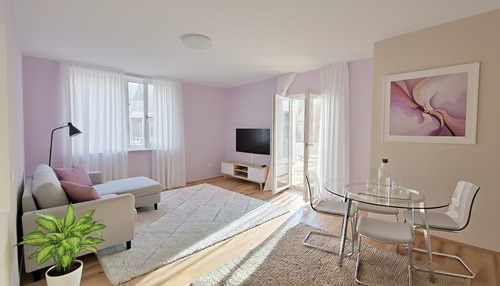 Unverbindliche Visualisierung WZ.png - QNG-Zertifiziert: Familienwohnung mit Balkon im Erstbezug