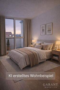 Spiegelbild-eines-modernen-Schlafzimmers - 