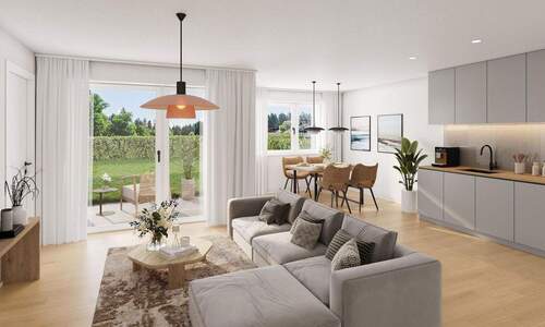 Visualisierung Wohn- Esszimmer - Etagenwohnung mit 71,20 m&sup2; in Auerbach zum Kaufen