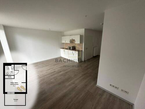 Wohnbereich und Küche - 1 Zimmer Etagenwohnung in Nabburg