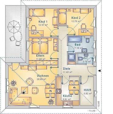 Bungalow Anita 4 Z 102m.jpg - 4 Zimmer Bungalow zum Kaufen in Blankenhof