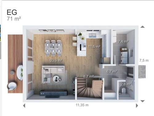 Bild 2 - 3 Zimmer Einfamilienhaus zum Kaufen in Unteruttlau