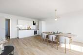 Wohnzimmer mit EBK - 3 Zimmer Etagenwohnung zur Miete in Erlangen