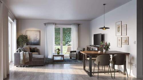 Einrichtungsbeispiel Wohnen - 2 Zimmer Etagenwohnung zum Kaufen in Baldham