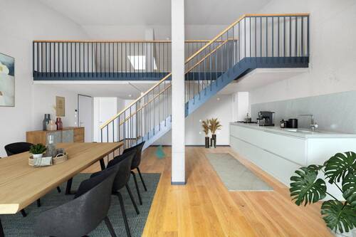 offener Wohn- und Essbereich - Unverbaubarer Altstadtblick! Ästhetisches XXL-Loft im Herzen von Landsberg