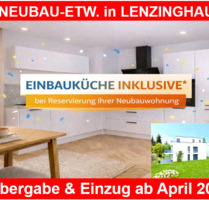 IN LENZINGHAUSEN: NEUBAU. 3 Zi. inkl. KÜCHE, STELLPLATZ und BODENBELÄGE fertig,, Balkon zur Süd- Westseite. - Herford Innenstadt