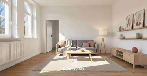 Visualisierung Wohnzimmer - Klein, fein, modern: Sanierte 2 Zimmer mit Garten und Stauraum