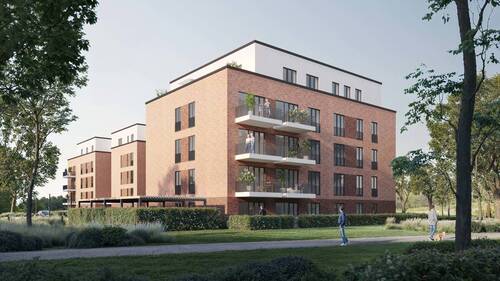 Außenansicht Nordwest (Visualisierung) - Erstbezug: großzügige 3-Zimmer-Wohnung - perfekt für Familien oder bei Homeoffice-Bedarf