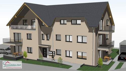 visualisierte Vorderansicht - 93 M² NEUBAUWOHNUNG IN LOSHEIM AM SEE