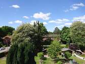 Blick aus dem Dachboden in den Garten - 