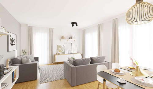 In dem geräumigen, hellen Wohnzimmer können Sie viele gemeinsame Stunden verbringen - 4 Zimmer Etagenwohnung zum Kaufen in Rostock