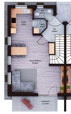 Visualisierung EG links - Doppelhaushälfte mit 130,00 m&sup2; in Karlskron zum Kaufen