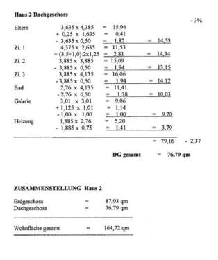 Flächenberechnung DG + gesamte Fläche - 