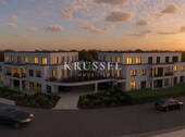 Moderne Architektur mit hellgrauem Klinkermauerwerk - 