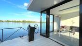 Außenterrasse mit Blick in den Wohnbereich.JPG - Apartment auf dem Wasser - voll ausgestattet und bezugsfertig, Lage: wo immer Sie wollen!