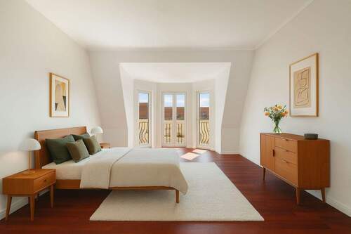 Schlafzimmer(möbliert mit KI) - 4 Zimmer Etagenwohnung in Berlin