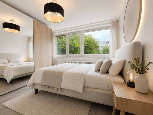 Schlafzimmer virtuell möbliertt - 3 Zimmer Etagenwohnung in Hannover / Anderten