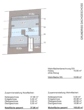 Dachgeschoss und Flächen - 