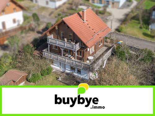 titelbild - Hilders: Ferienhaus Holzblockhaus mit 2 Ferienwohnungen + Kellerwohnung inkl. Schäferwagen