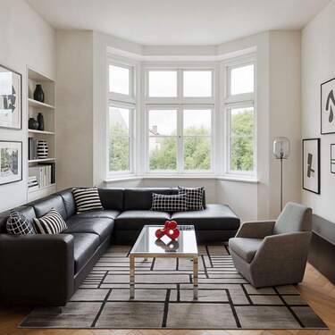 Wohnzimmer visualisiert - 3 Zimmer Etagenwohnung in Leipzig