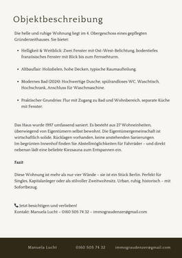 Objektbeschreibung deutsch - 