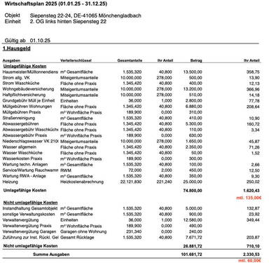 Wirtschaftsplan 2025 - 