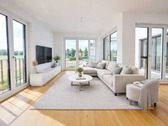 Wohnbereich visualisiert - Moderne 5-Zimmer-Wohnung mit Balkon im Münchner Westen