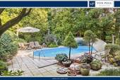 Poolansicht - Einfamilienhaus mit Pool, bezauberndem Garten und viel Platz im Souterrain