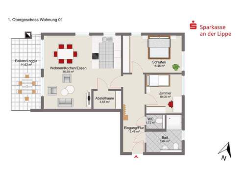 1. Obergeschoss Wohnung 01 - 