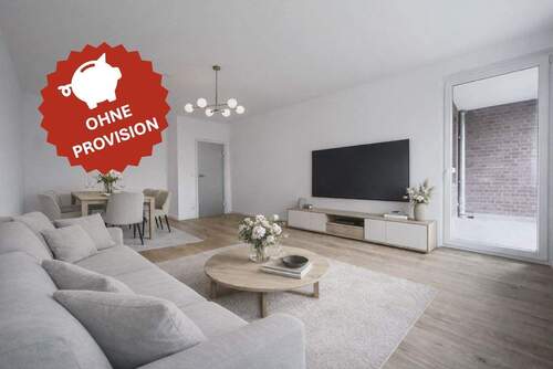 Wohnzimmer - Kernsaniert und Provisionsfrei: 2-Zimmer-Wohnung mit Loggia und Tiefgaragenstellplatz