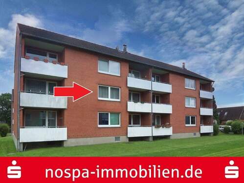 Rückansicht - Helle 3-Zimmer-Wohnung mit Balkon in Vogelsang-Grünholz - Ostseenähe inklusive!