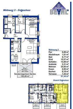 3 Zimmer Wohnung EG - Etagenwohnung mit 91,40 m&sup2; in Gunzenhausen zum Kaufen