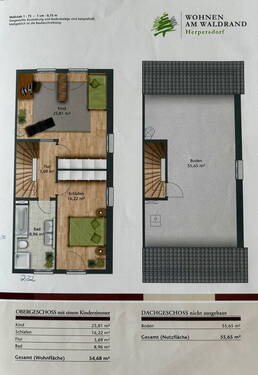 1. Obergeschoss und Dach - 