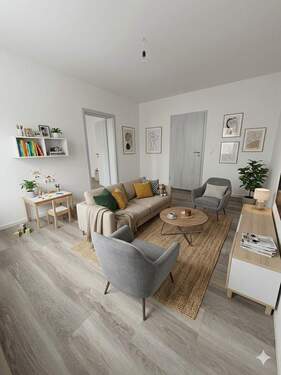 Wohnzimmer_möbliert2 - 2 Zimmer Etagenwohnung zur Miete in Schorfheide