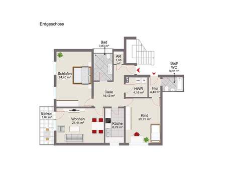 Erdgeschoss mit Musterausstattung - 