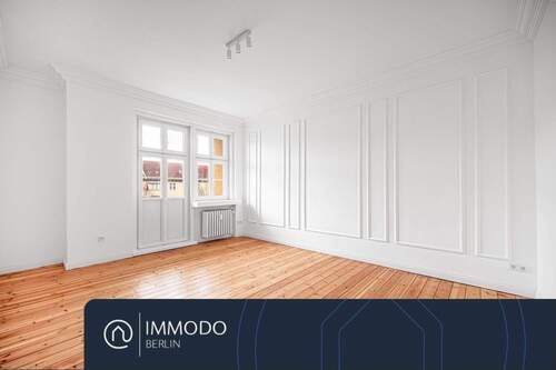 Wohnzimmer - Wohnen in Zehlendorf Mitte - Erstbezug nach Sanierung in eine 3 Zimmer Stuck-Altbau-Whg mit Dielen