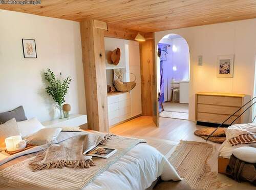 Gästezimmer im UG - digitales Homestaging die Möblierung dient zur Illustration - 