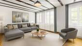 EG Wohnzimmer 1-Musterfoto (virtuelle Inszenierung)6 - 5 Zimmer Einfamilienhaus in Düsseldorf