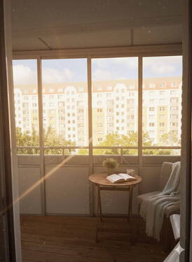 Loggia nachmittags/abends zu - 2 Zimmer Etagenwohnung zum Kaufen in Berlin