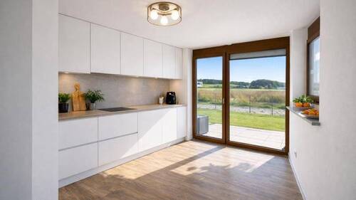 Küche mit Terrasenzugang - 3 Zimmer Terrassenwohnung in Weilheim in Oberbayern