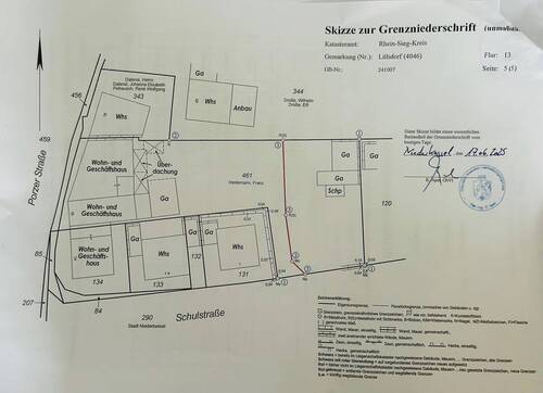Skizze zur Grenzniederschrift - 