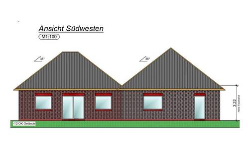 Ansicht Südwesten - 2 Zimmer Doppelhaushälfte in Norden