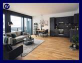 Wohnen-Kochen, Designer KI - Modernes Wohnen zwischen Metropole, Mainufer und Stadtwald: 3 Zimmer mit Eck-Balkon und Einbauküche