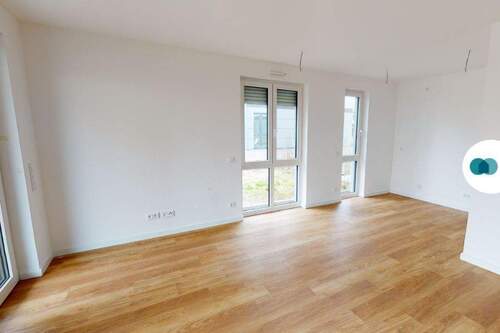 Ansicht II: Wohn- und Esszimmer mit offener Küche - 3 Zimmer Etagenwohnung in Nauen