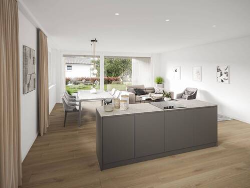 Wunderschöner Wohn- und Essbereich mit Garten (unverbindliche Illustration) - Großzügige Gartenwohnung in schönem Neubau