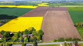 Luftaufnahme in Rapsblüte - 5 Zimmer Einfamilienhaus in Groß Kordshagen / Flemendorf