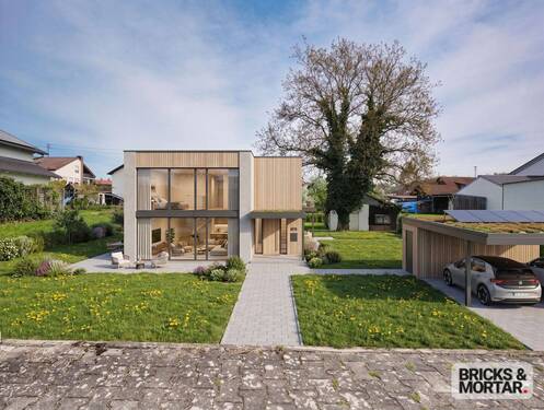 KI generiertes Haus - Bauen ohne Warten, Sonniges Baugrundstück in bester Ortslage von Illertissen-Jedesheim.