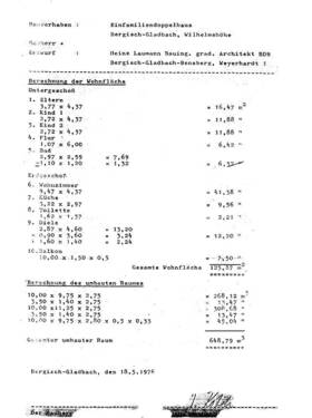 Wohnflächenberechnung u. Kubatur - 
