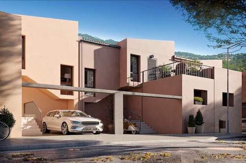 Traditionelles Reihenhaus im mallorquinischen Stil mit Natursteinfassade - Neubau Reihenhaus in Esporles - Modernes Wohnen auf zwei Ebenen mit Gartenanteil